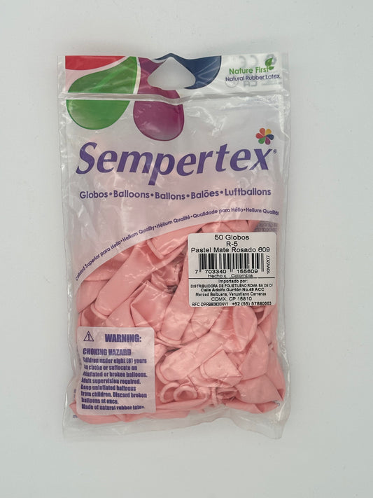 Pastel Mate Rosado 5" (Bolsa 50pzs) Sempertex