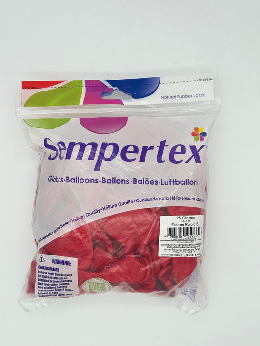 Fashion Rojo 18" (Bolsa 25pzs) Sempertex