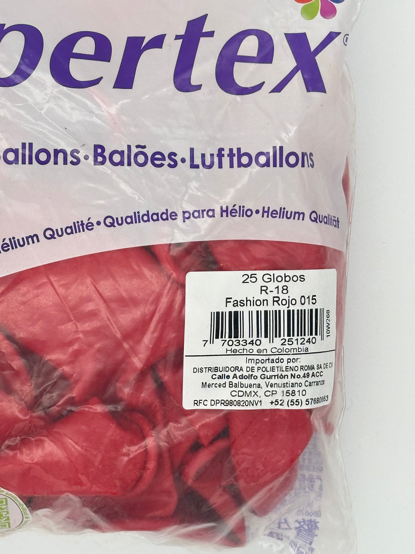 Fashion Rojo 18" (Bolsa 25pzs) Sempertex
