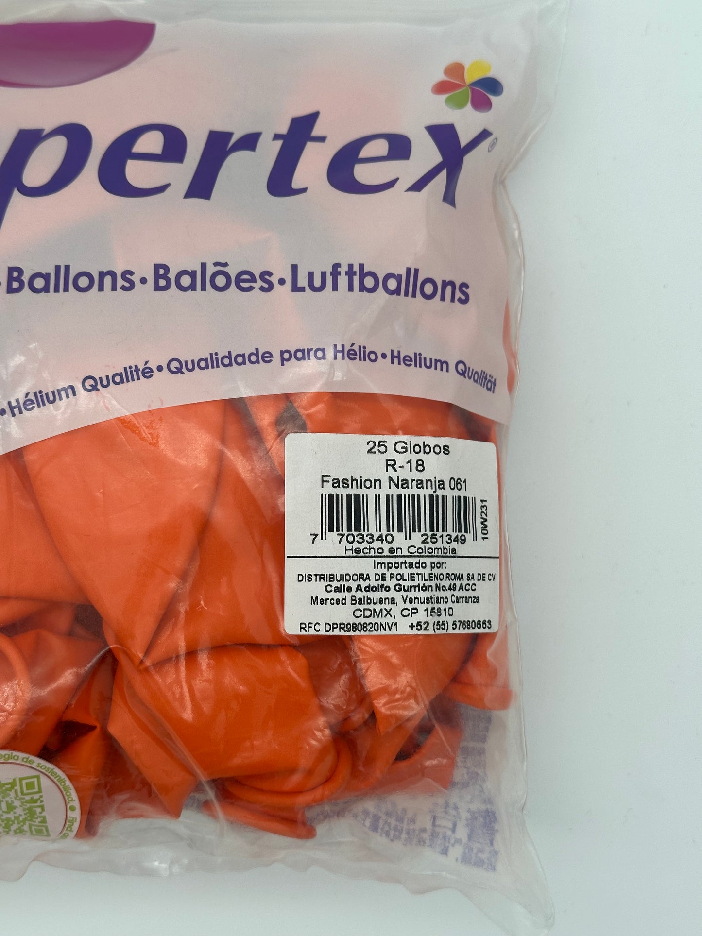 Fashion Naranja 18" (Bolsa 25pzs) Sempertex