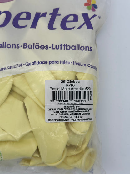 Pastel Mate Amarillo 18" (Bolsa 25pzs) Sempertex