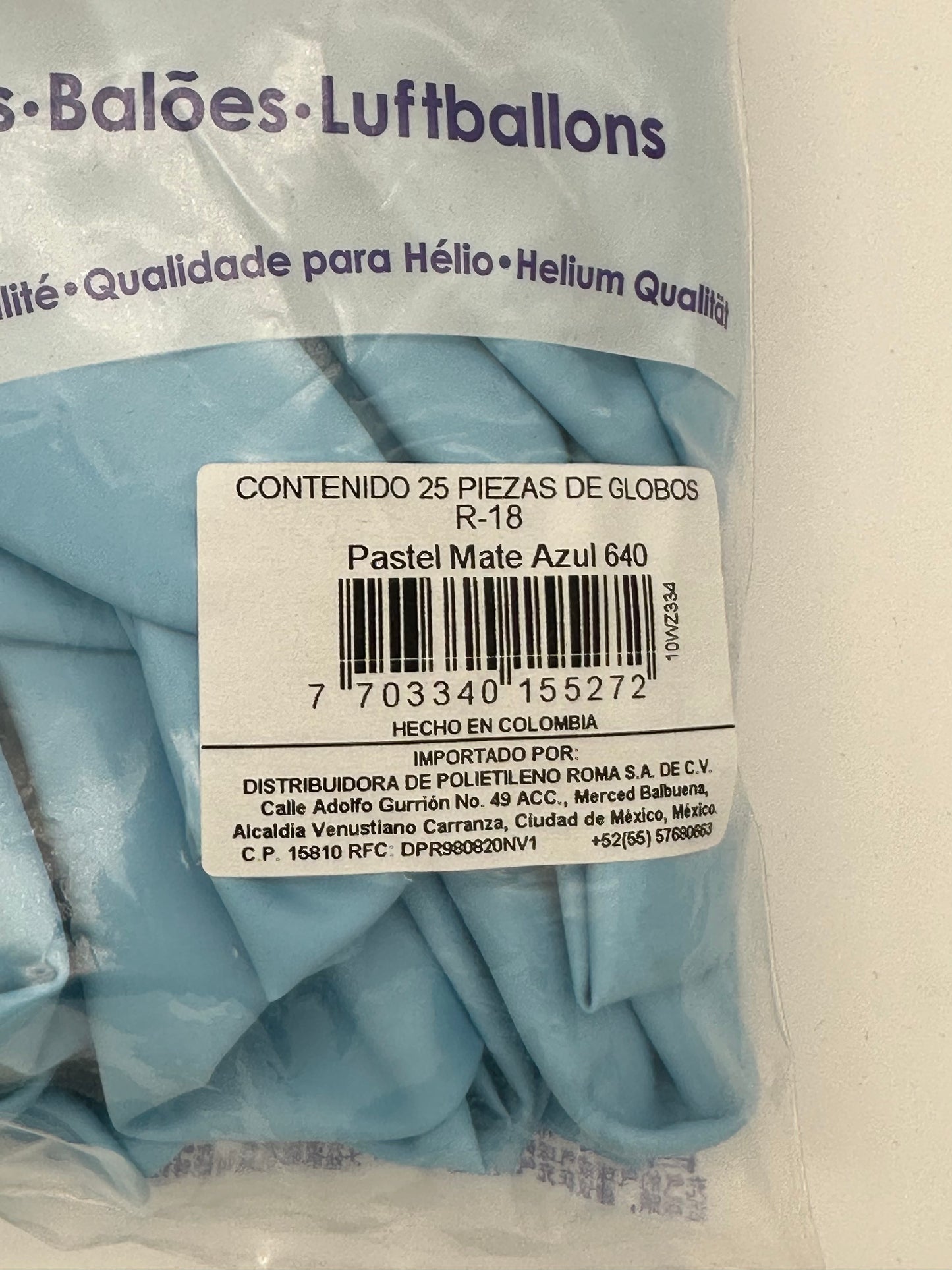 Pastel Mate Azul 18" (Bolsa 25pzs) Sempertex