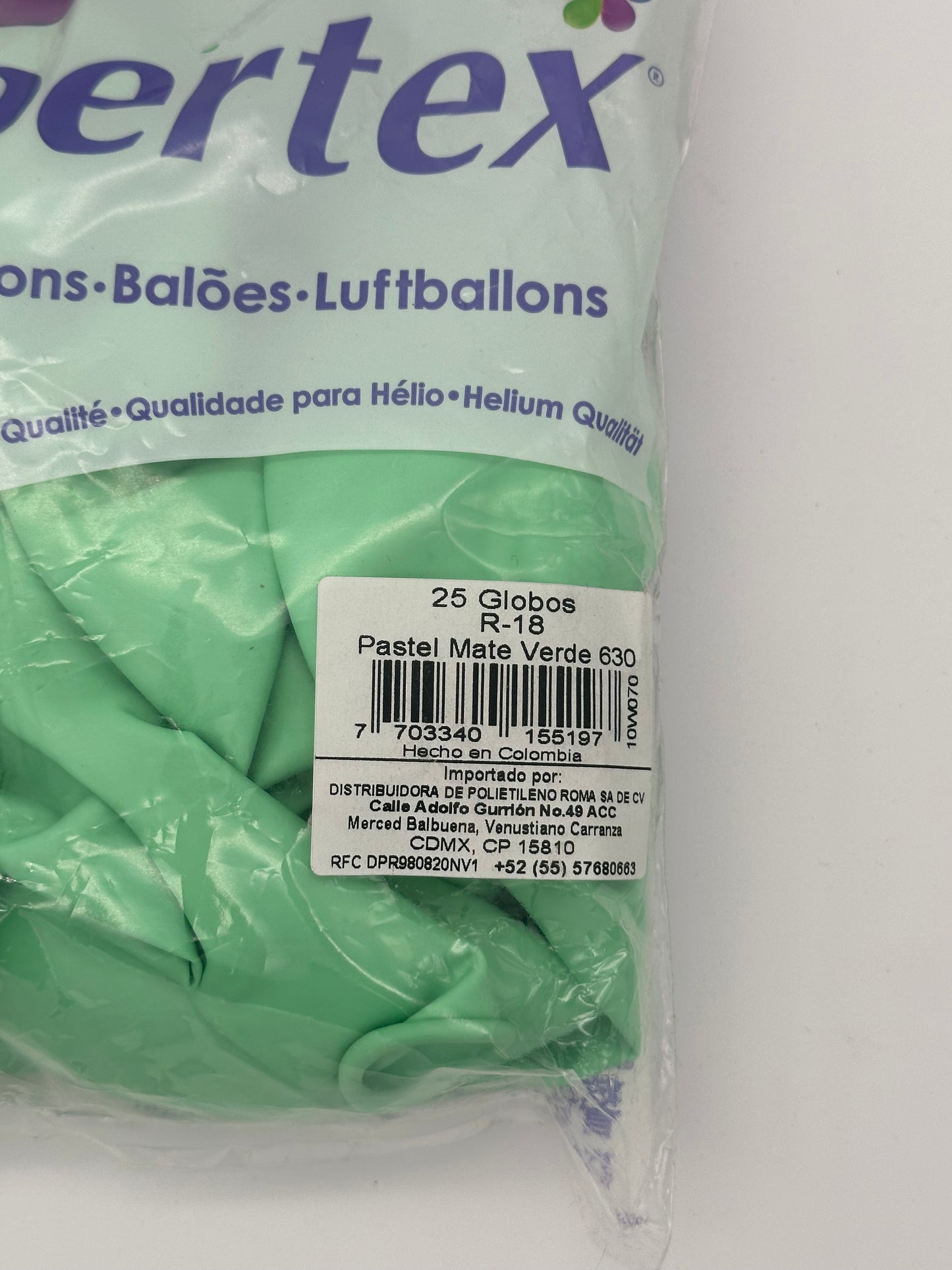 Pastel Mate Verde 18" (Bolsa 25pzs) Sempertex