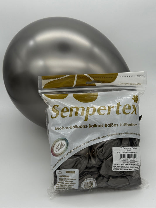 Silk Gris Medianoche 12" (Bolsa 50pzs) Sempertex