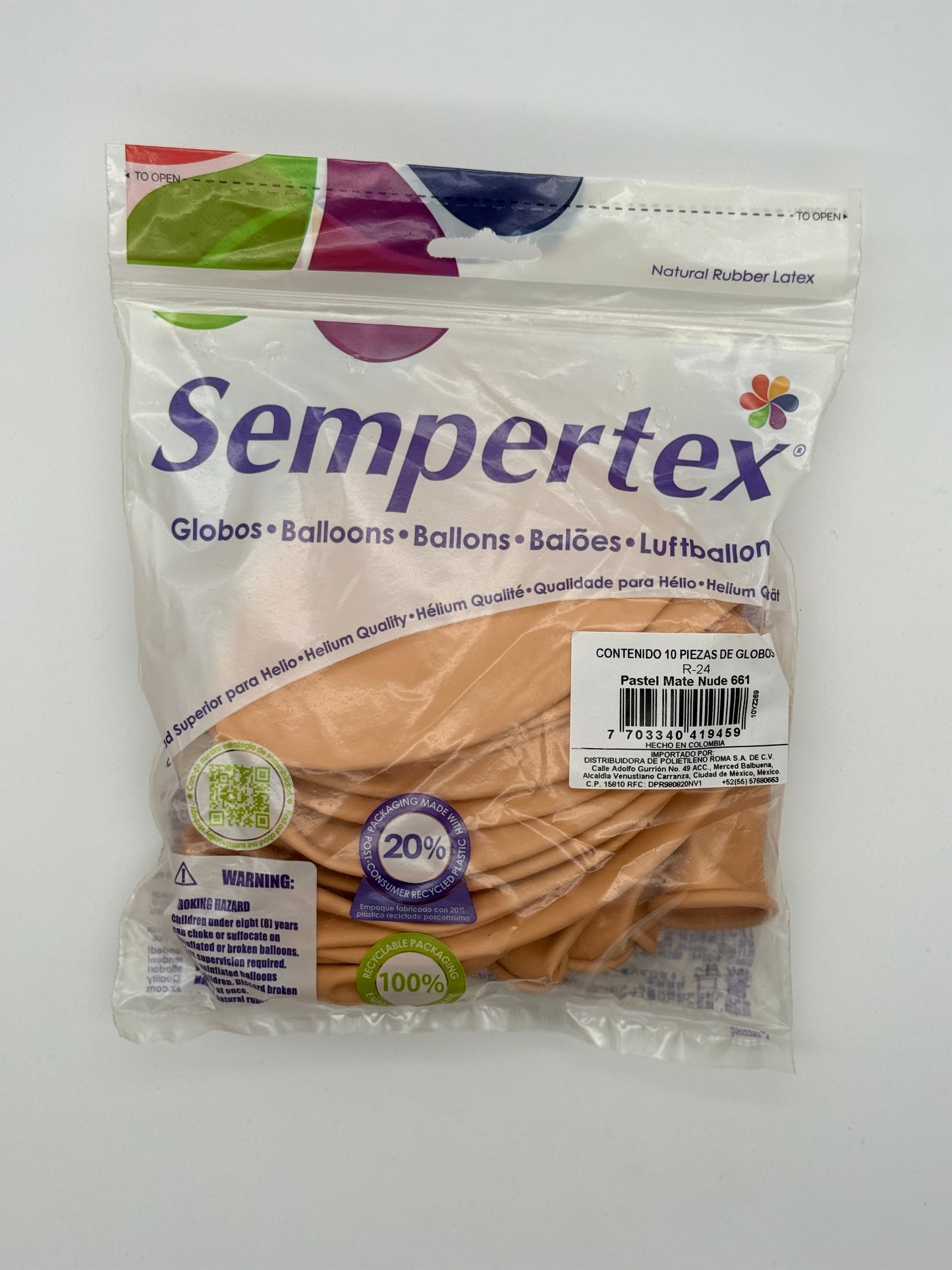 Pastel Mate Nude 24" (Bolsa 10pzs) Sempertex