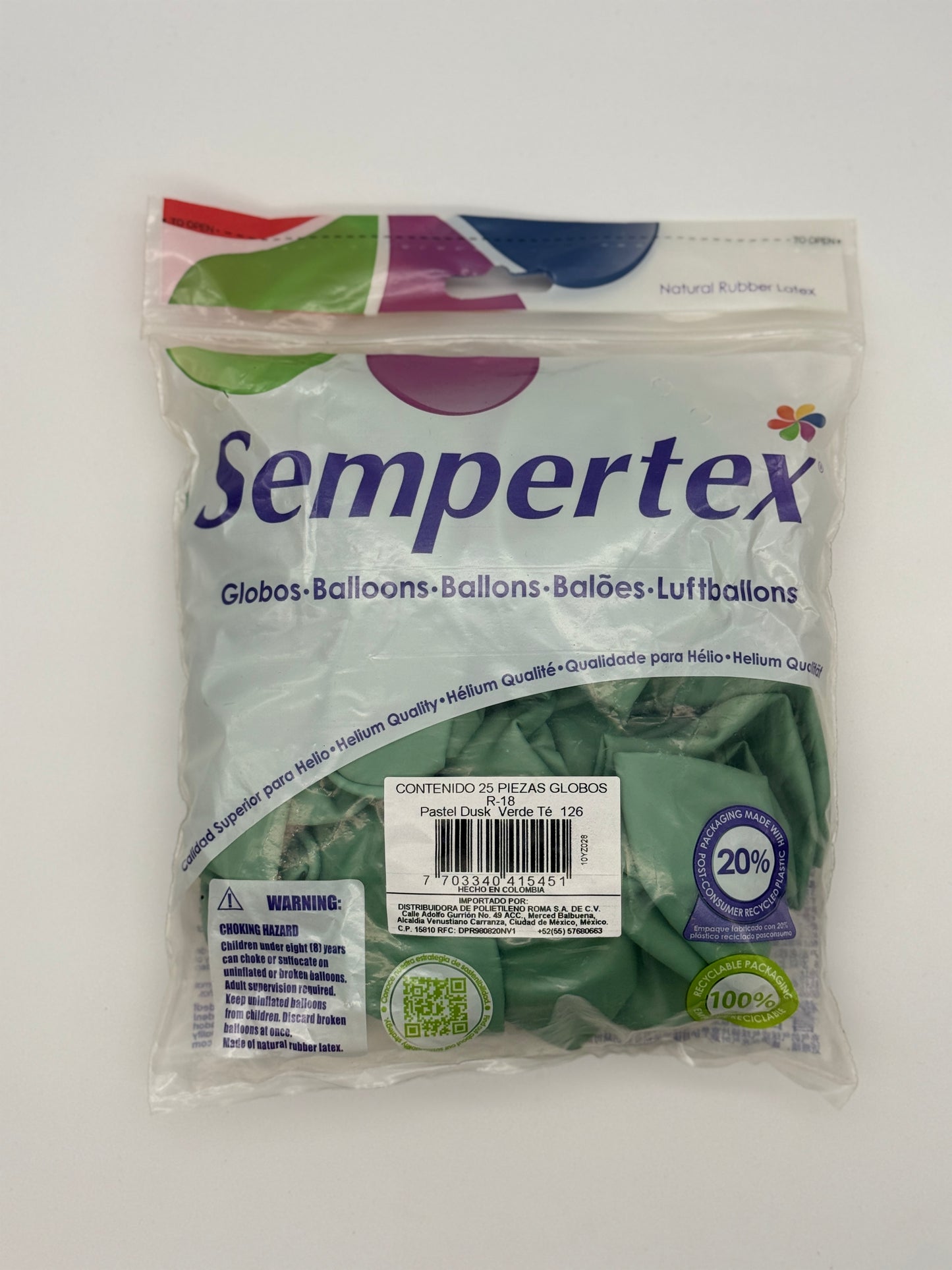 Pastel Dusk Té Verde 18" (Bolsa 25pzs) Sempertex