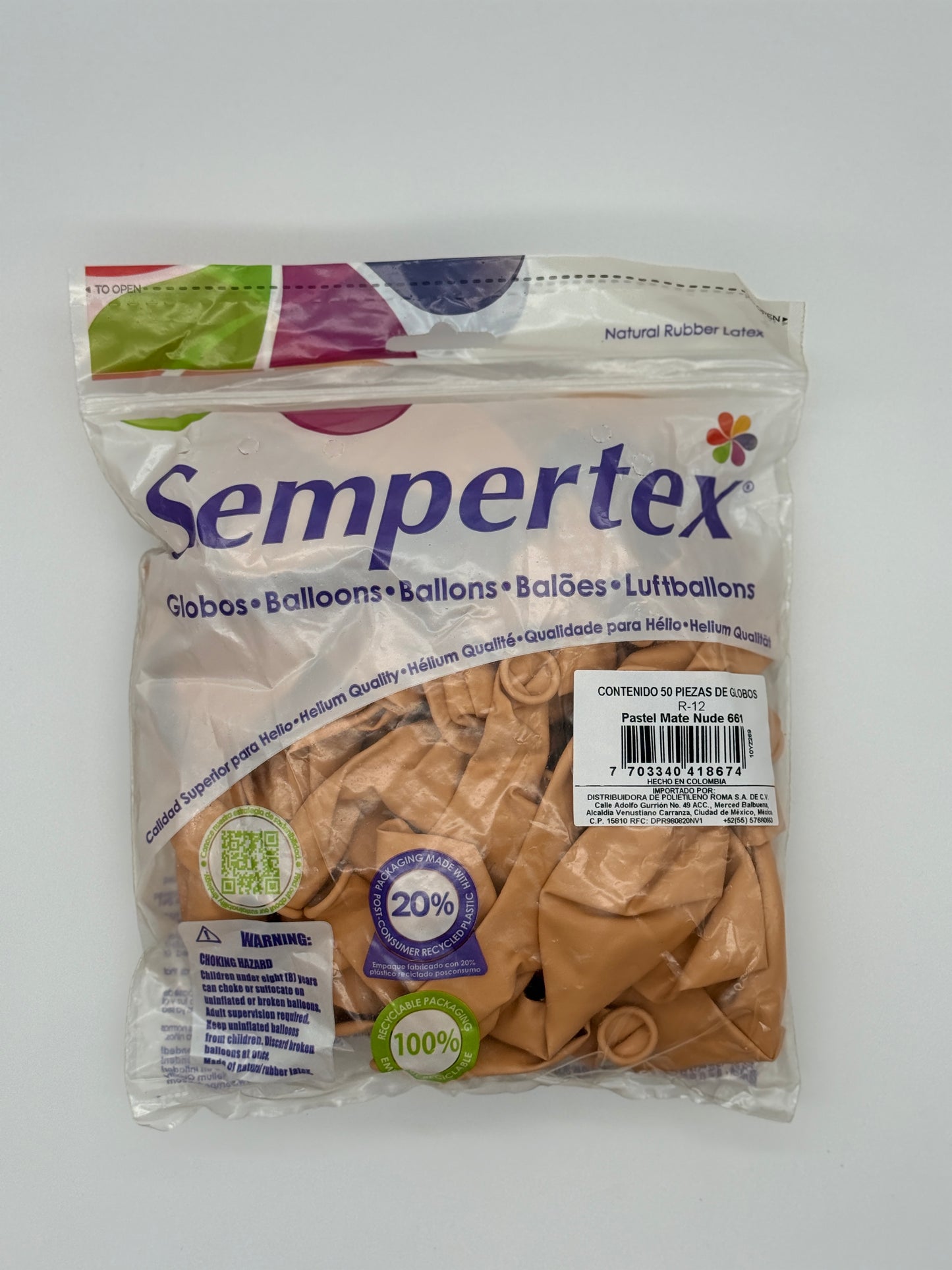 Pastel Mate Nude 12" (Bolsa 50pzs) Sempertex