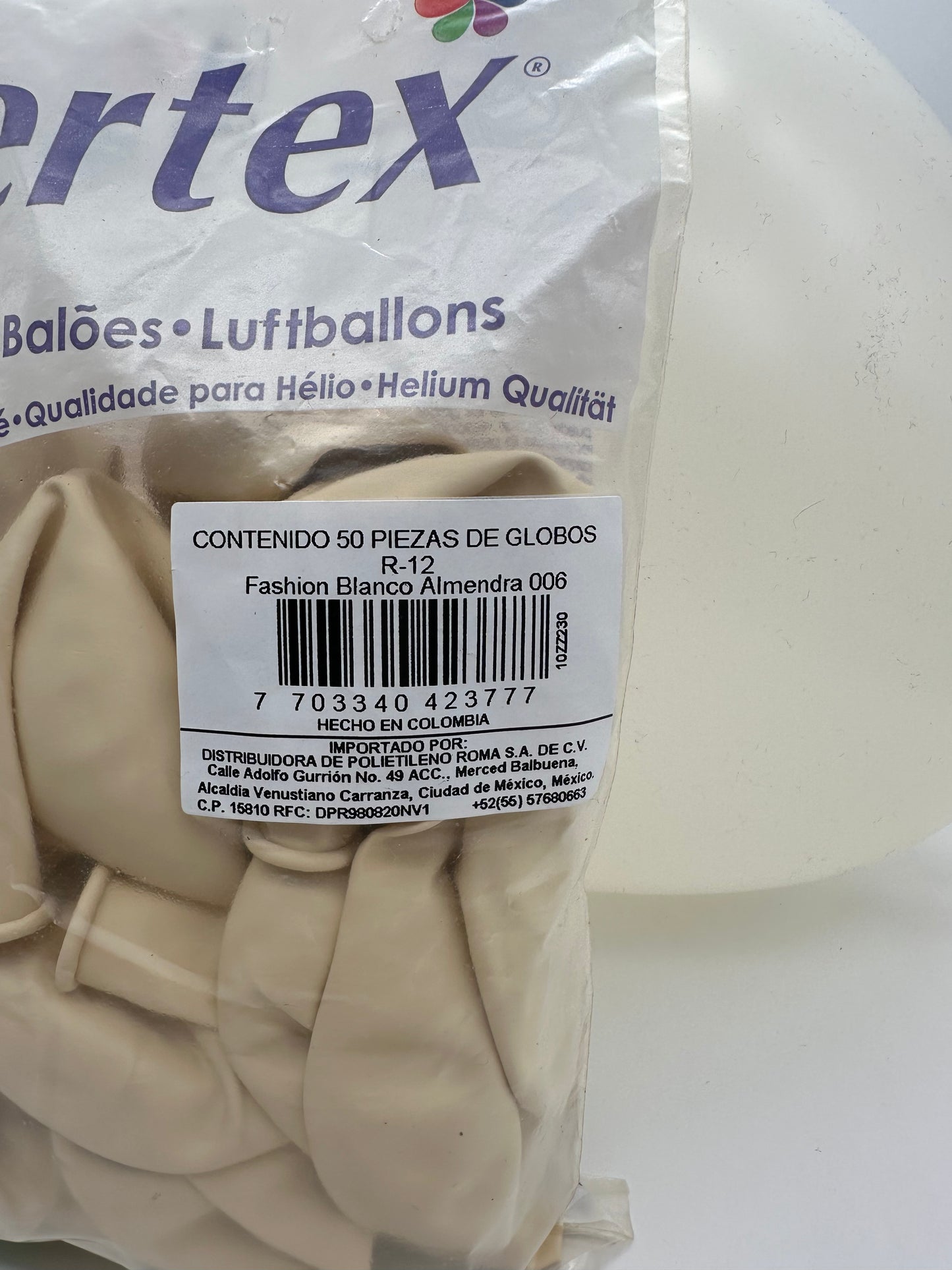 Fashion Blanco Almendrado 12" (Bolsa 50pzs) Sempertex