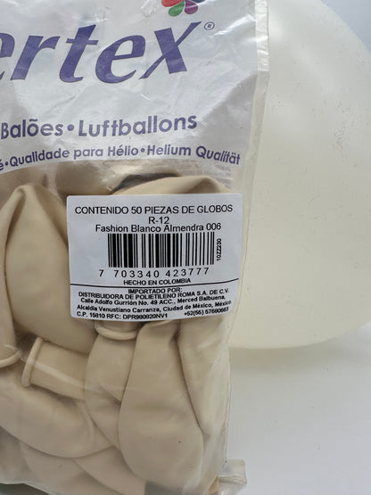 Fashion Blanco Almendrado 12" (Bolsa 50pzs) Sempertex