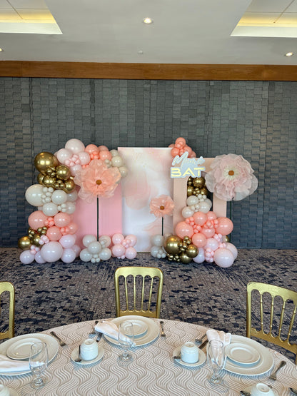 Mampara Personalizada + Arco + Flores de Organza