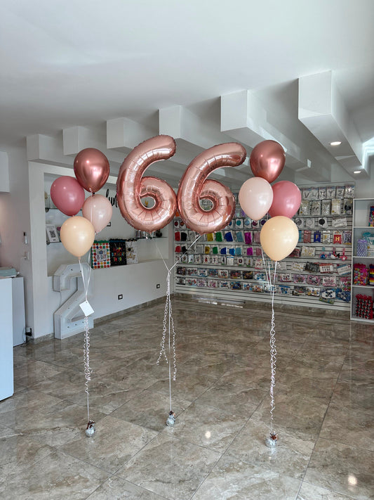 Número Jumbo + 2 Ramilletes de Globos Látex