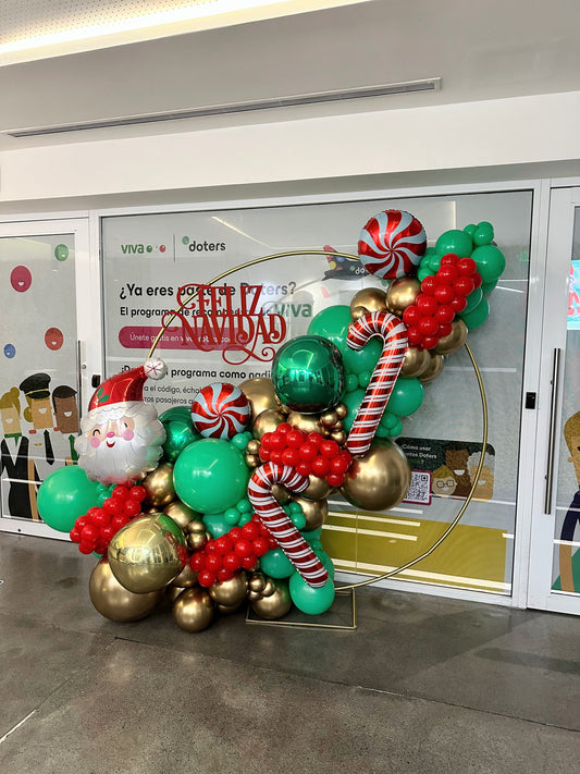 Aro con Guirnalda de Globos Diagonal Navideño