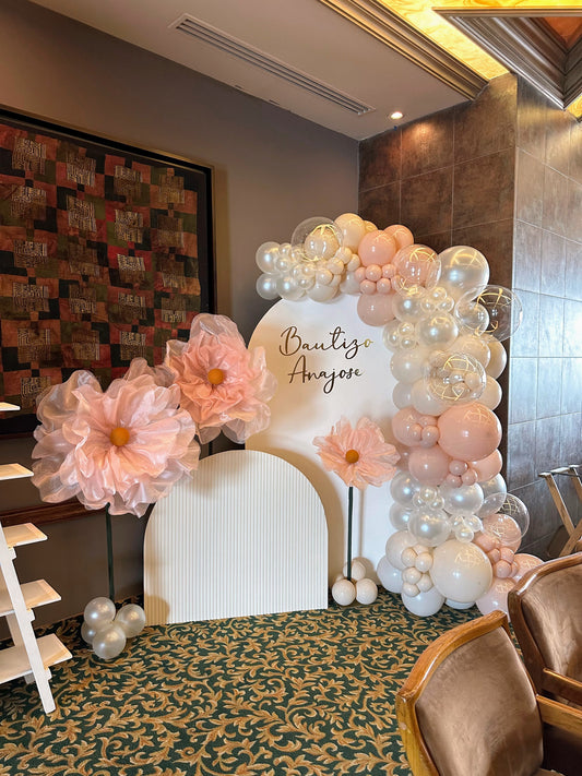 Decoración Bautizo con Flor de Organza