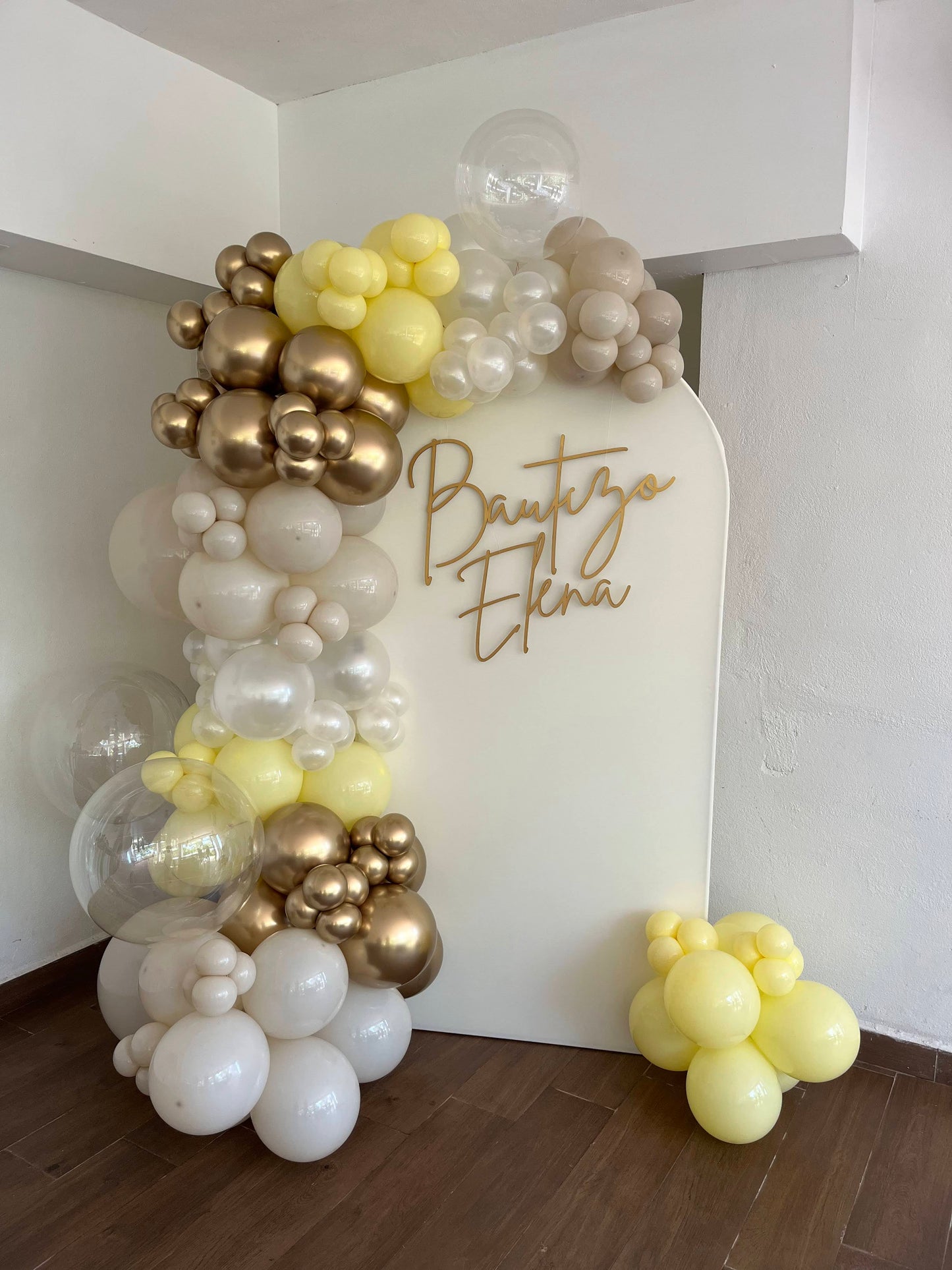 Mampara Bautizo Amarilla + Nombre Personalizado