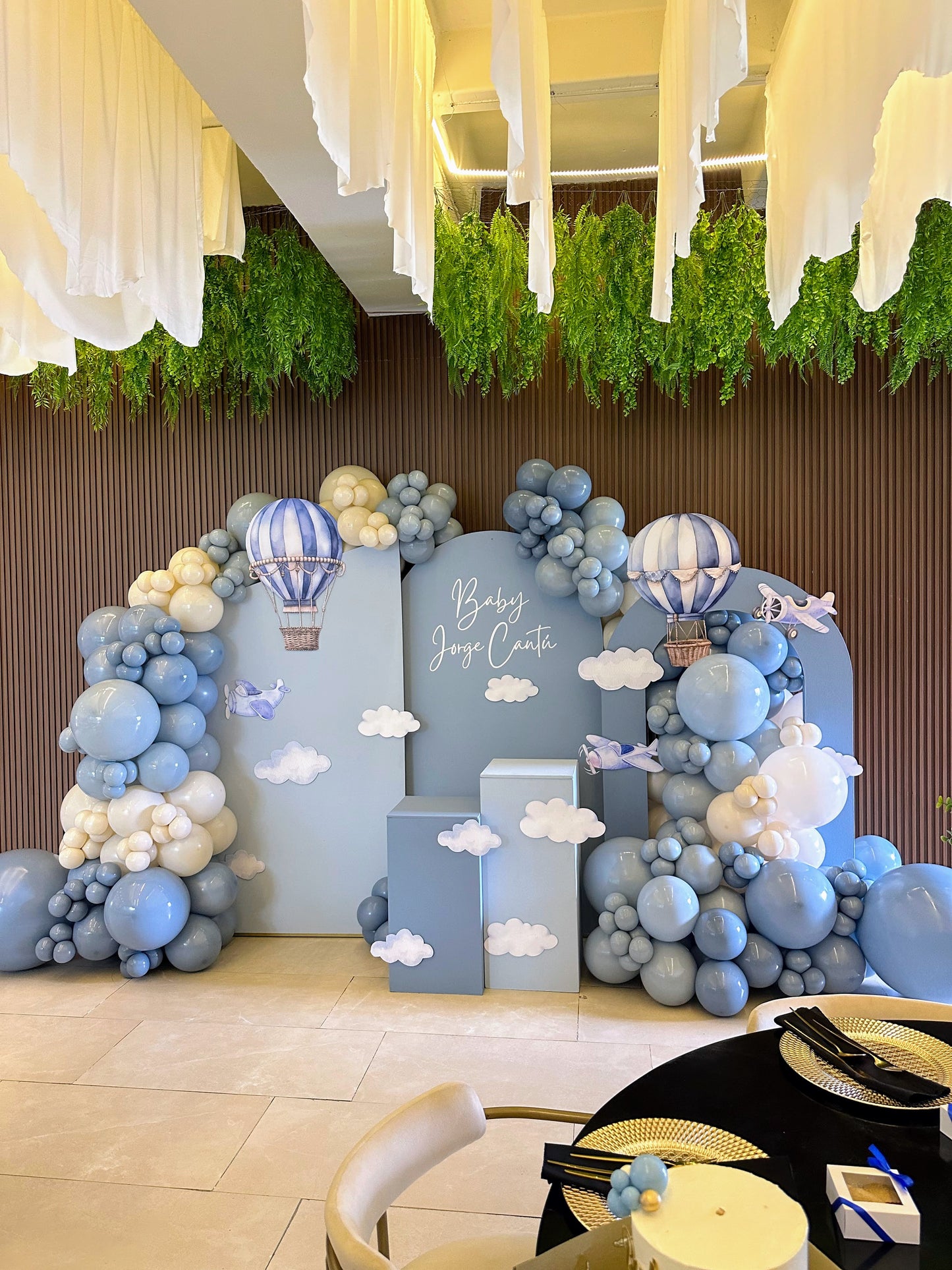 Set de 3 Mamparas Globos Aerostáticos Azul