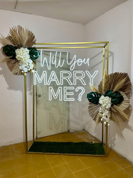 Cubo + Arreglo palmas MARRY ME