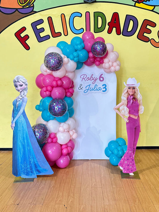 Mampara con Personajes Frozen y Barbie Vaquera