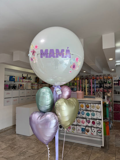 Globo Burbuja + 4 Corazones
