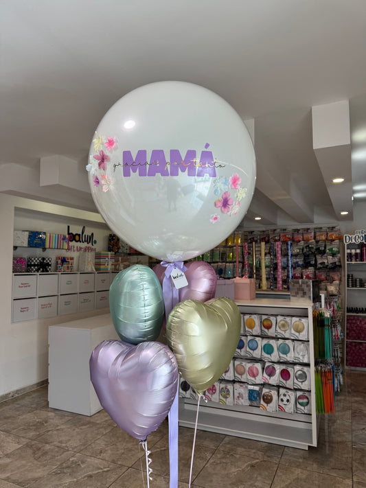 Globo Burbuja + 4 Corazones