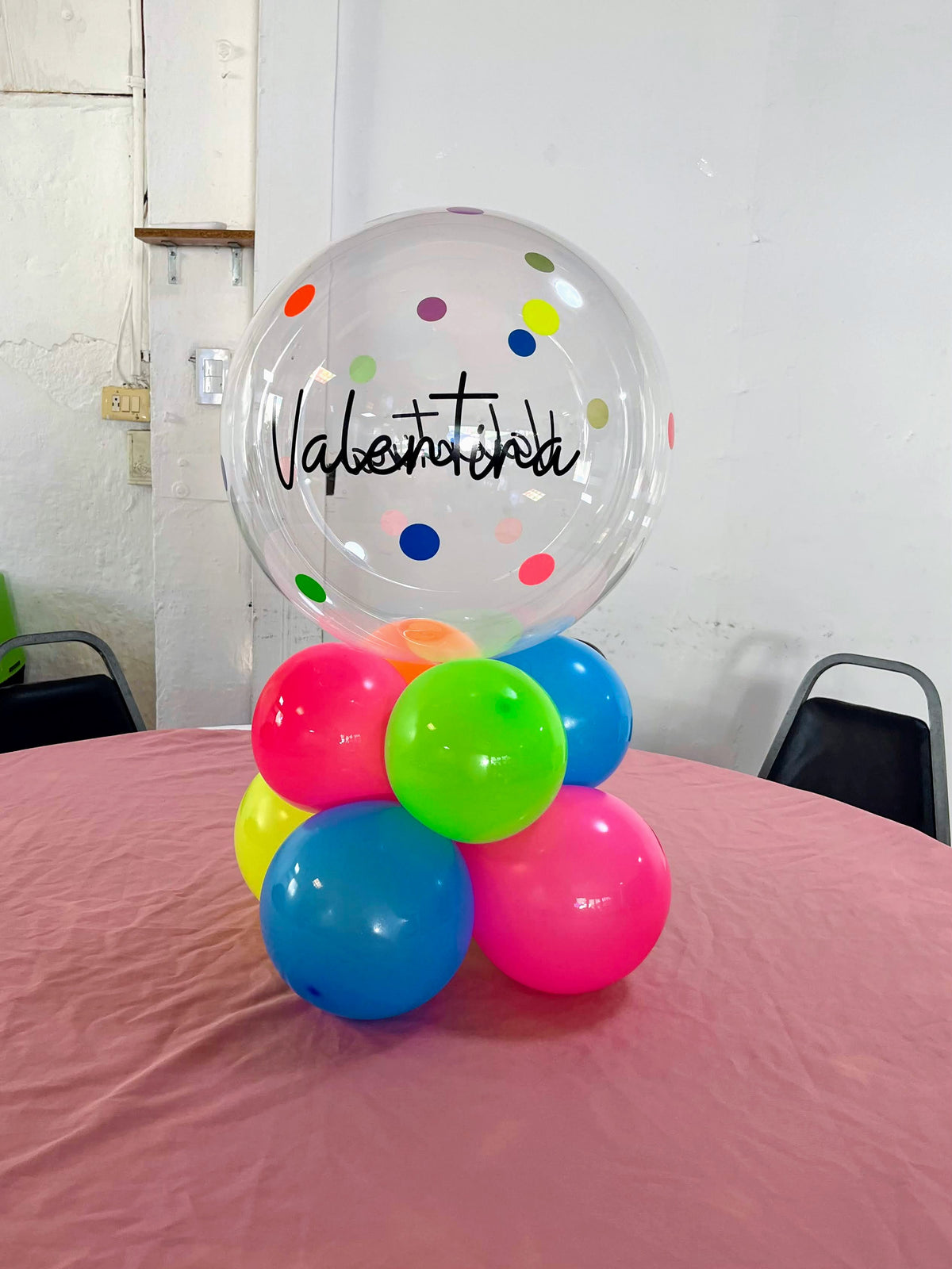 Centro de Mesa Globo Burbuja con Sticker – Balun Globos y Eventos