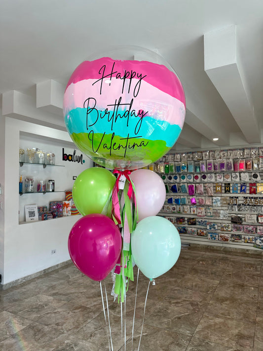 Globo Burbuja + 5 Globos Látex
