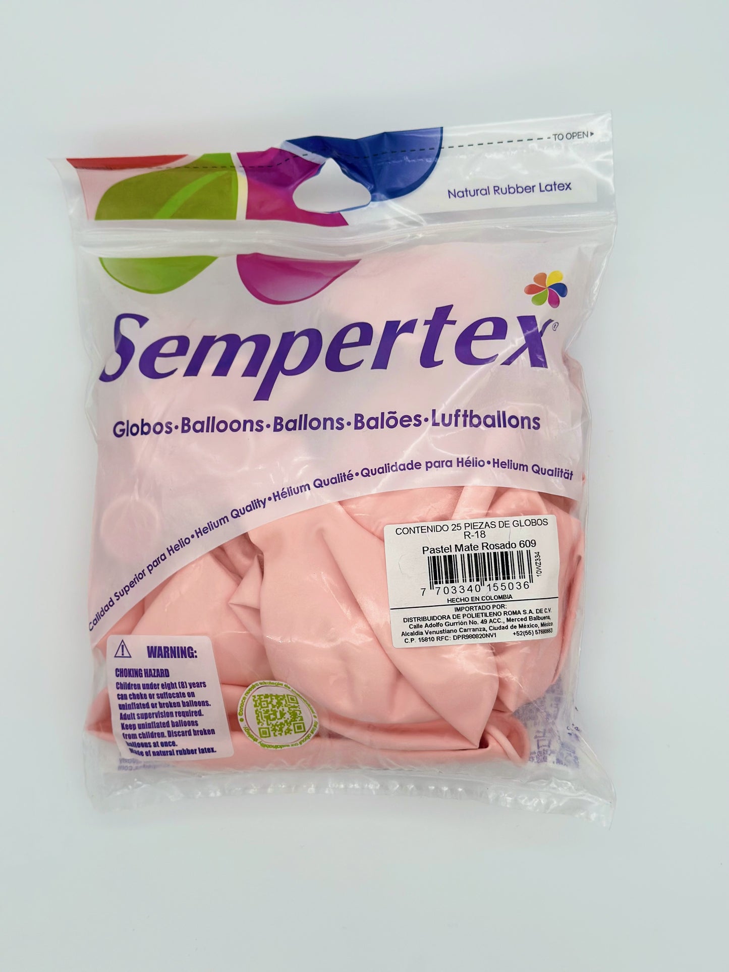 Pastel Mate 18" Sempertex (Bolsa 25pzs)