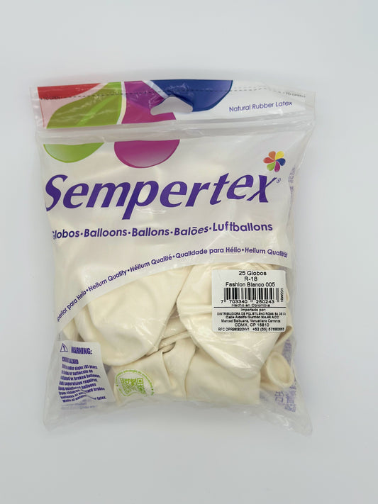 Fashion Blanco 18" (Bolsa 25pzs) Sempertex