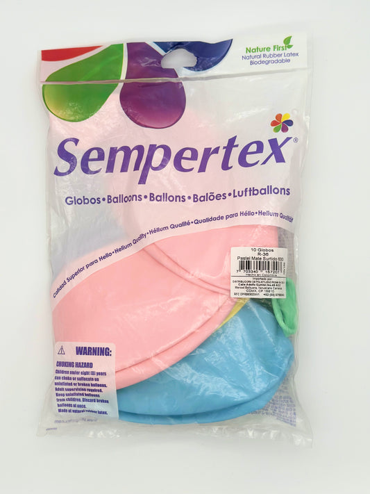 Pastel Mate Surtido 36" (Bolsa 10pzs) Sempertex