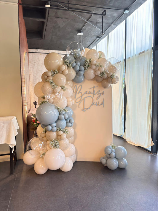 Mampara Bautizo Flor + Letrero Personalizado
