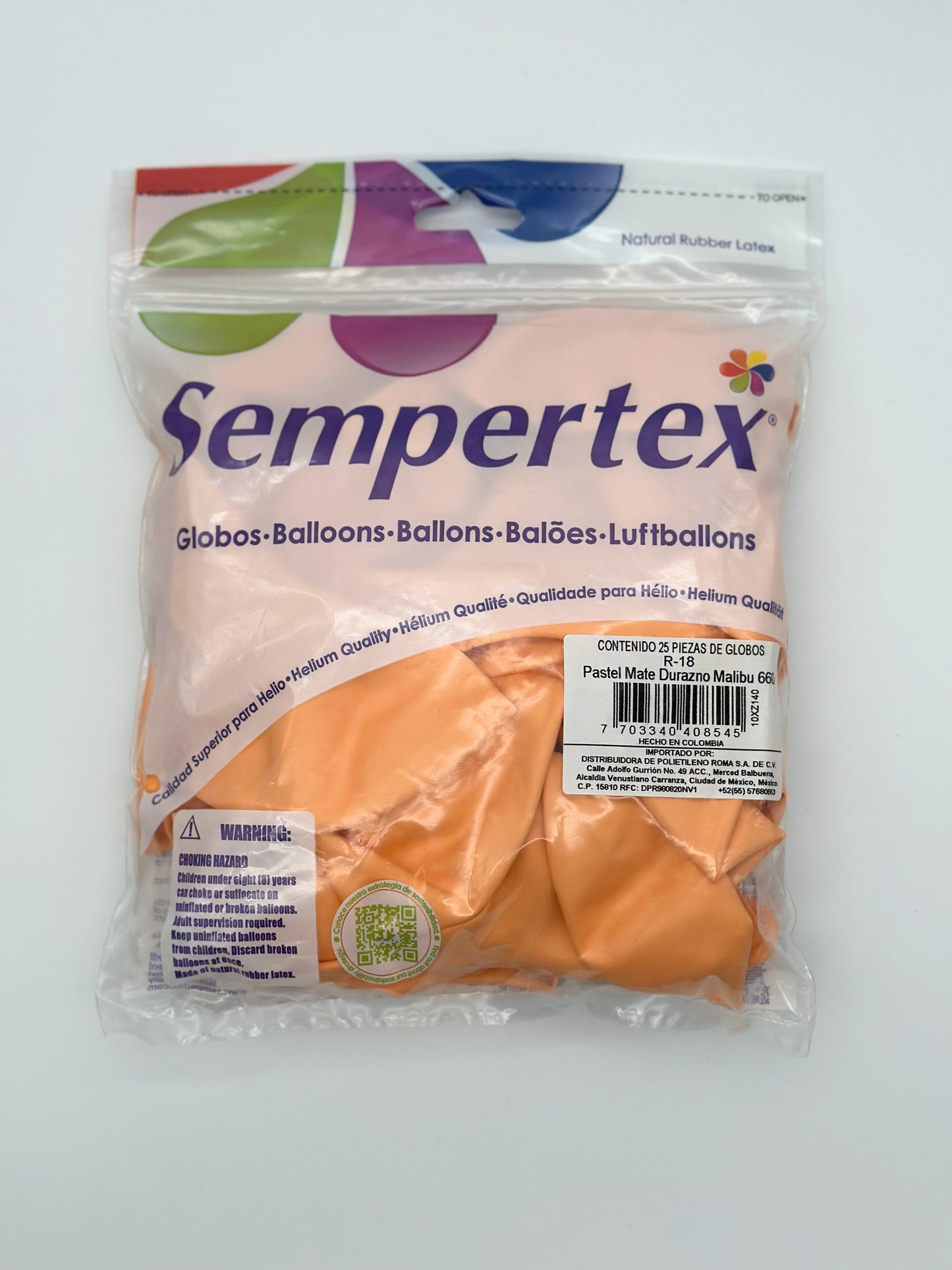 Pastel Mate 18" Sempertex (Bolsa 25pzs)