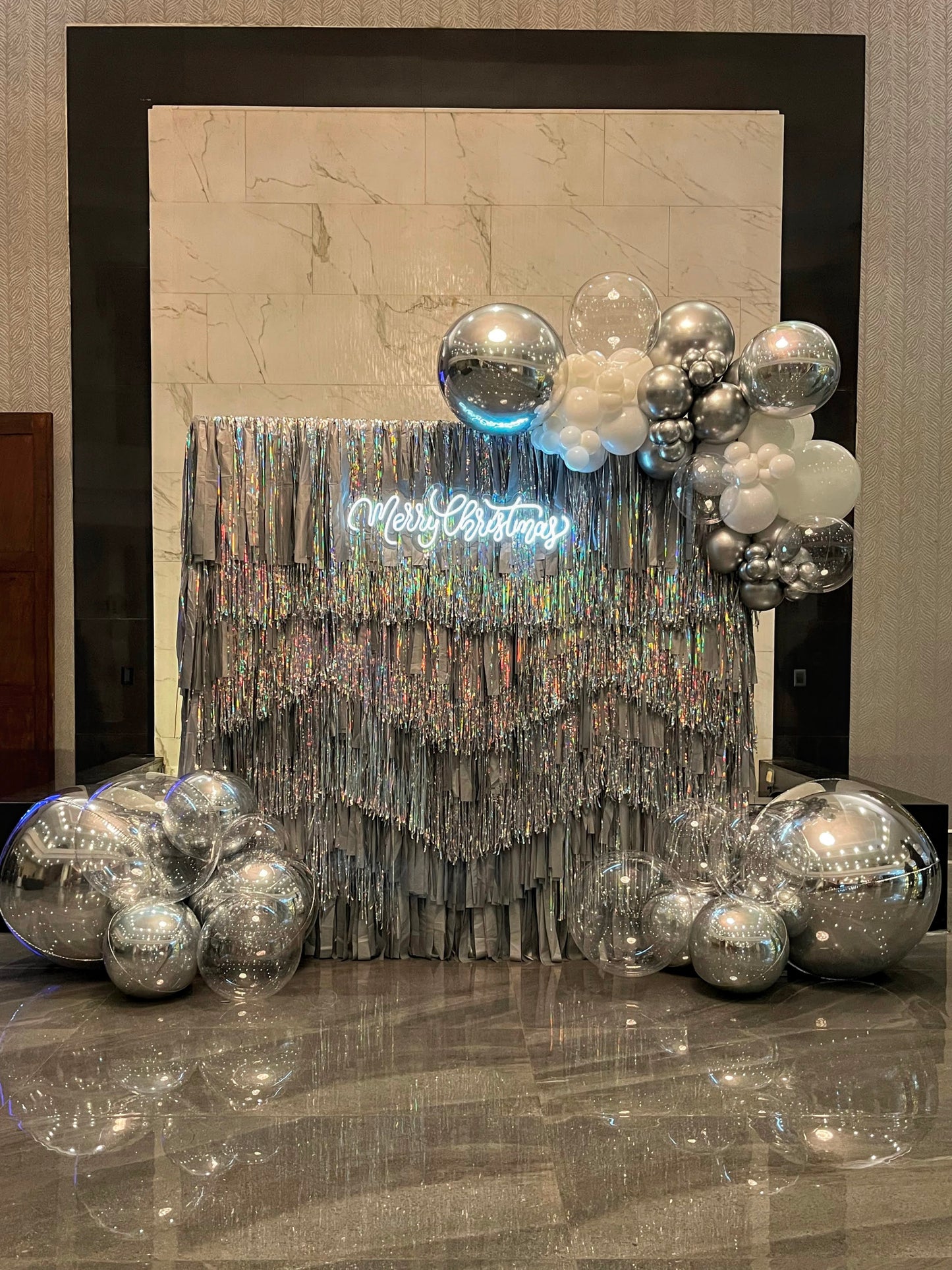 Pared Mechas Plata Navidad