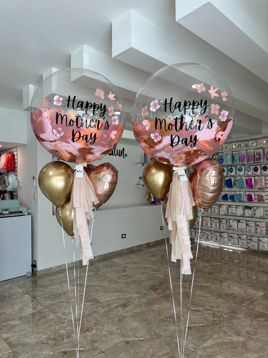 2 Bouquets de 1 Globo Burbuja + 1 Corazón + 2 Globos Látex
