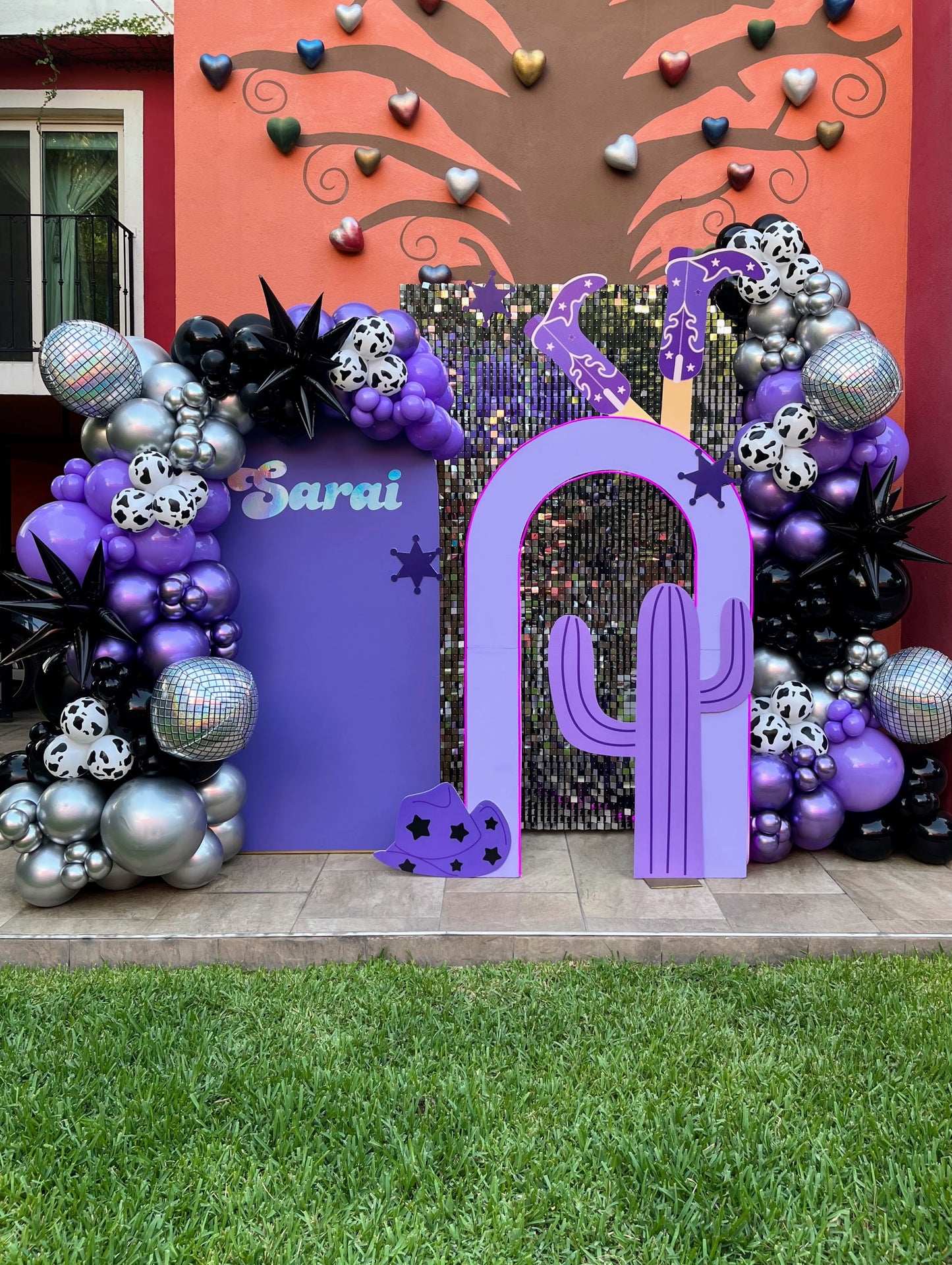 Decoración Disco Cowgirl Morado