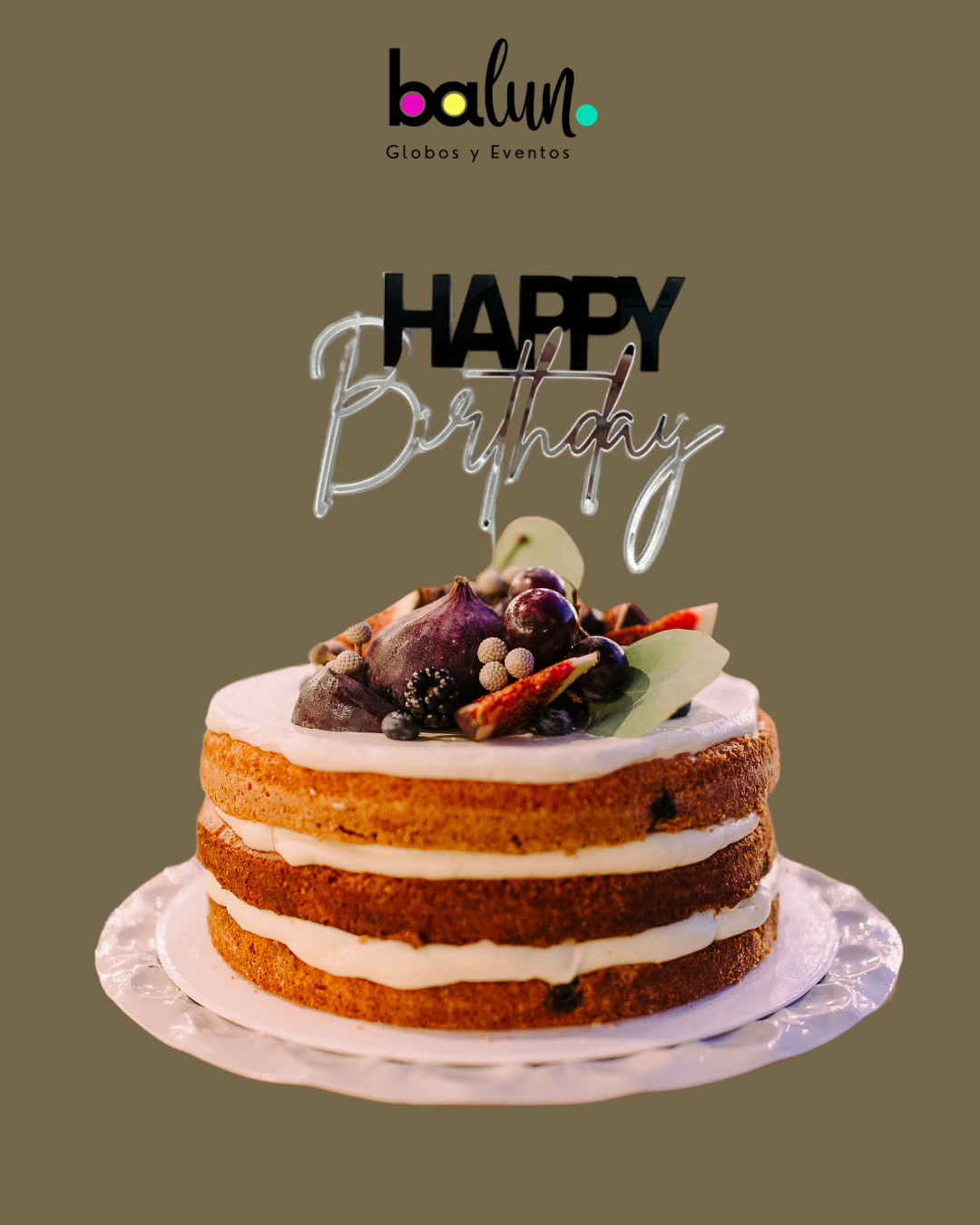Cake Topper Acrílico 3D Happy Birthday