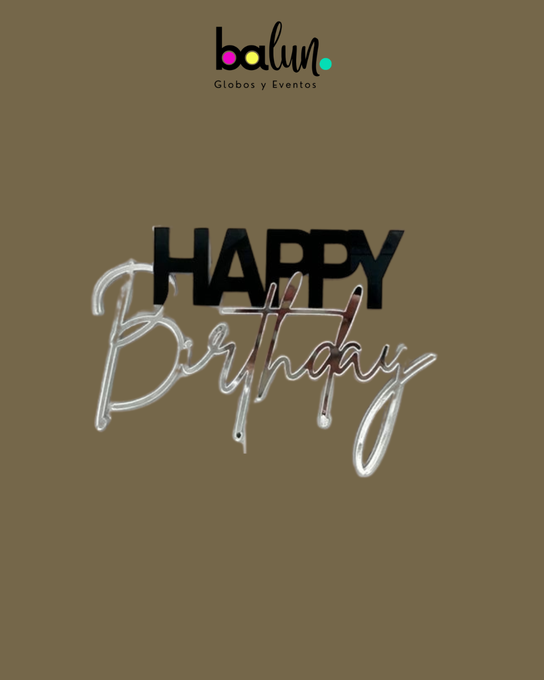 Cake Topper Acrílico 3D Happy Birthday